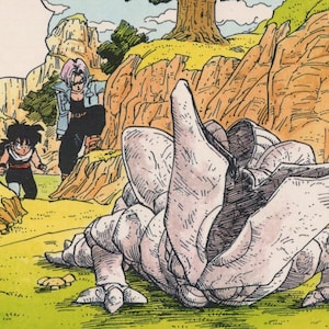 1993 DRAGON BALL Pocztówka Oryginalna hiszpańska Vintage 15 x 10,5 cm. (6" x 4") Komórka, Kufry, Bulma, Son Gohan #27