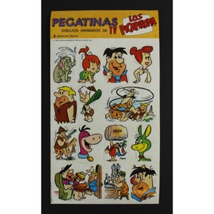 1985 THE FLINTSTONES Sticker Bogen 9.5"(24 cm) Hanna Barbera Spanisch Vintage #1