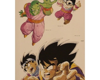 May include: A drawing of three anime characters. The character on the left is green with a pink and purple outfit. The character in the middle is wearing a yellow and purple outfit. The character on the right is wearing a pink and purple outfit.