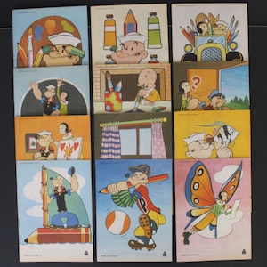 1982 POPEYE Malbücher FULL SET (12 Ausgaben) Spanisch Vintage 8,5 &quot;x 6&quot; (21,5 x 15,5 cm.) - Sehr schwer zu finden