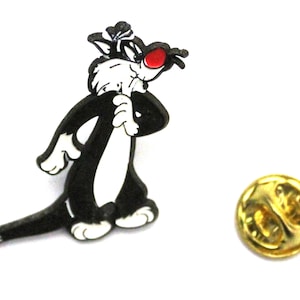 1990s SYLVESTER the CAT Lapel Pin (Standing) 3 x 3.5 cm. (1.2&quot; x 1.4&quot;) Warner Bros VHTF
