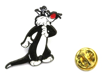 1990s SYLVESTER the CAT Lapel Pin (Standing) 3 x 3.5 cm. (1.2" x 1.4") Warner Bros VHTF