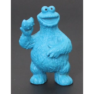 1990s COOKIE MONSTER 2.75&quot; PVC Figure Sesame Street Solid Blue Version 7 cm. Rare