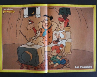 1970's THE FLINTSTONES Poster - Spanish Vintage Item - 38 x 26 cm. ( 15" x 10.25" ) - Good to Very Good Condition - Pronto