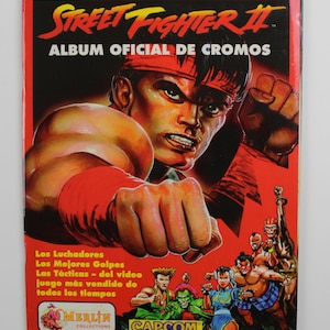 Jaren 90 STREET FIGHTER II Trading Cards-album 100% compleet met poster!! (240 kaarten) - Spaanse vintage - Capcom 30 x 23 cm (11,75" x 9")
