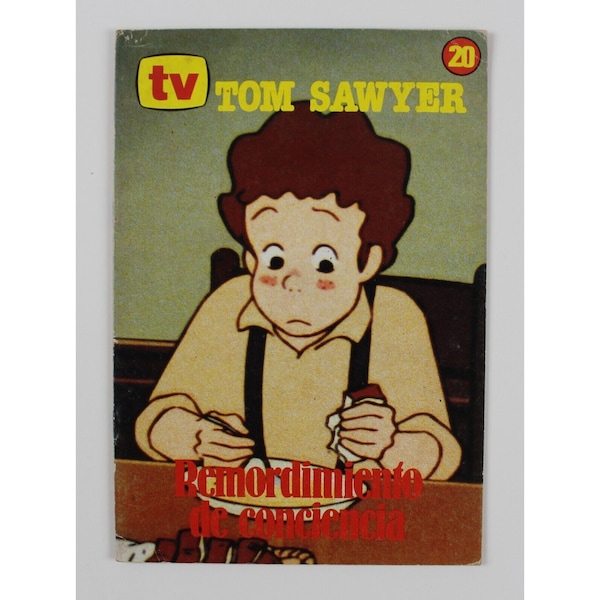 1980 Die Abenteuer von TOM SAWYER Buch Spanisch Vintage Nippon Animation Cartoon 24 x 16,5 cm. 6,5 Zoll x 24cm #20