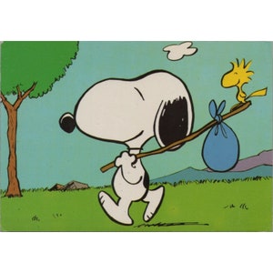 1958 SNOOPY Postcard 6&quot; x 4&quot; (15.2 x 10 cm.) Peanuts Schultz Original German Vintage Item