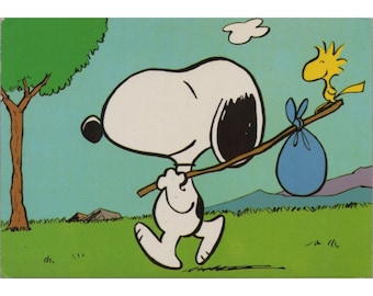 1958 SNOOPY Postkarte 6" x 4" (15,2 x 10 cm.) Peanuts Schultz Original Deutsche Vintage Artikel