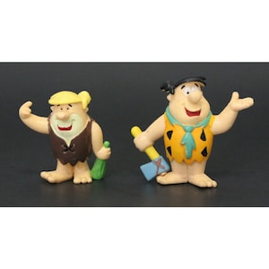 1990 2.5" BARNEY Rubble + 3" FRED Flintstone Vintage PVC Figures Set - The Flintstones