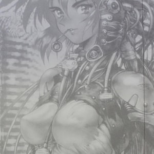 Póster en blanco y negro de Masamune Shirow, 1997 - Original español vintage - 26,5 x 39 cm - Norma - PÓSTER n.° 6