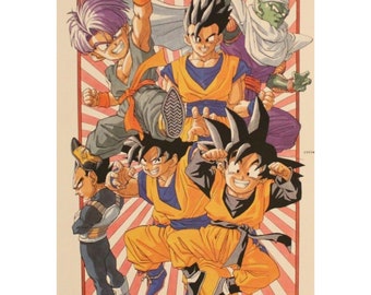 1996 Dragon Ball DOUBLE-SIDED MINIPOSTER 2 Posters in 1 - 10&quot; x 7&quot; (25.5 x 18 cm.) Goku #111b