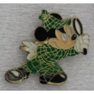 1980s MICKEY MOUSE DETECTIVE Lapel Pin 1.2" x 1.2" (3 x 3 cm.) Walt Disney Vintage Item