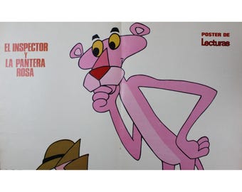 1970s PINK PANTHER & INSPECTOR Poster 18.5" x 12.5" (47 x 32 cm.) Spanish Vintage Item