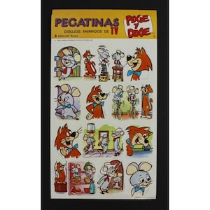 1985 PIXIE & DIXIE Sticker Sheet 9.5&quot; (24 cm) Hanna Barbera Spanish Vintage #5
