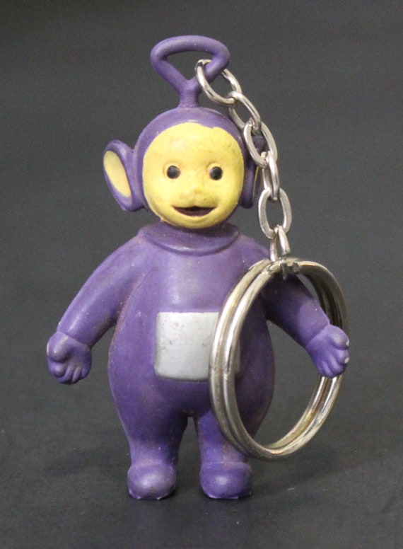 1990s Teletubbies TINKY WINKY Keychain PVC 6.5 X 4 Cm. 2.5 X 1.5