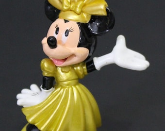 Figura de PVC da MINNIE MOUSE dos anos 90 - 5,5 cm (2,15") - Vestido Dourado - Walt Disney