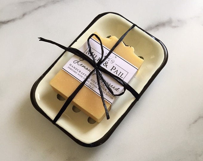 Ivory Enamel Metal Soap Dish With Goat Milk Soap Gift Set Etsy