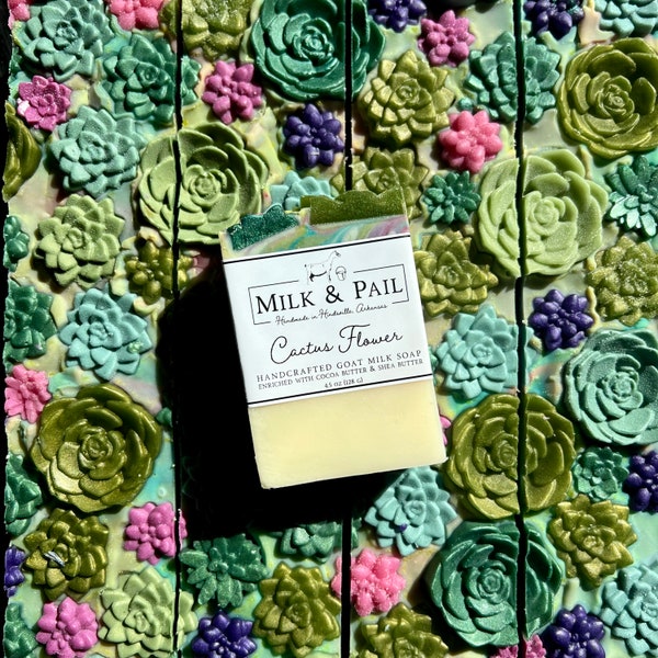 Cactus Flower Goat Milk Soap, Artisan, Handmade Cold Process Soap, Succulent, Self Care Gift for Women, Best Friend Birthday Gift For Her