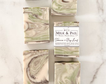 Tobacco and Bay Leaf Soap, Artisan, Handmade Cold Process Soap, Goat Milk Soap, Skincare for Men, Birthday Gift for Boyfriend, Gifts for Dad