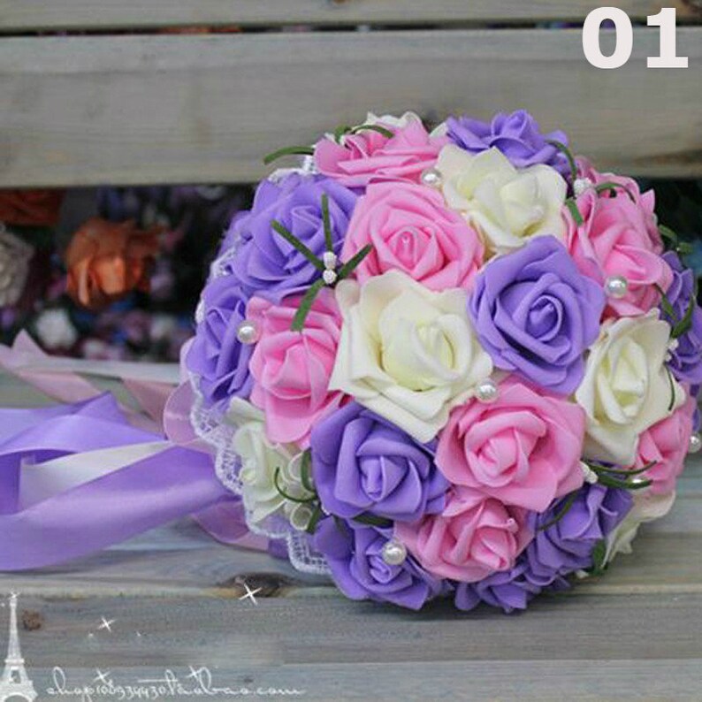 Silk Ribbon Bouquet Wedding Brooch Bouquet Wedding Ribbon Bridal Bouquet| Green Silk Ribbon | Brown Ribbon Artificial Bouquet