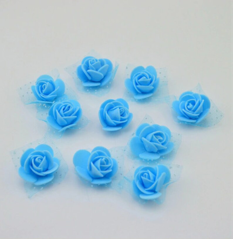 Tulle Decor Teddy Bear of Roses Rose for Scrapbooking 50 pcslot Foam Roses Craft Flores Mini Decorative Roses with Lace