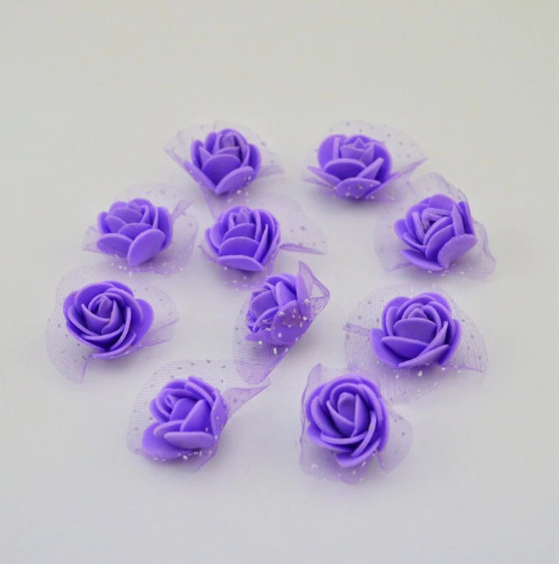 Tulle Decor Teddy Bear of Roses Rose for Scrapbooking 50 pcslot Foam Roses Craft Flores Mini Decorative Roses with Lace
