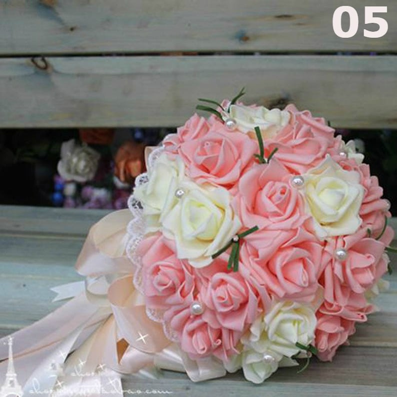 Silk Ribbon Bouquet Wedding Brooch Bouquet Wedding Ribbon Bridal Bouquet| Green Silk Ribbon | Brown Ribbon Artificial Bouquet