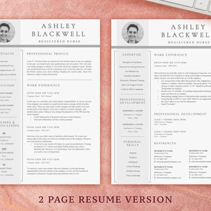 Nurse Resume Template Word or Apple Pages / RN Resume / Size A4 and US Letter / Medical CV Template with Photo, Picture / Nurse Practitioner image 5