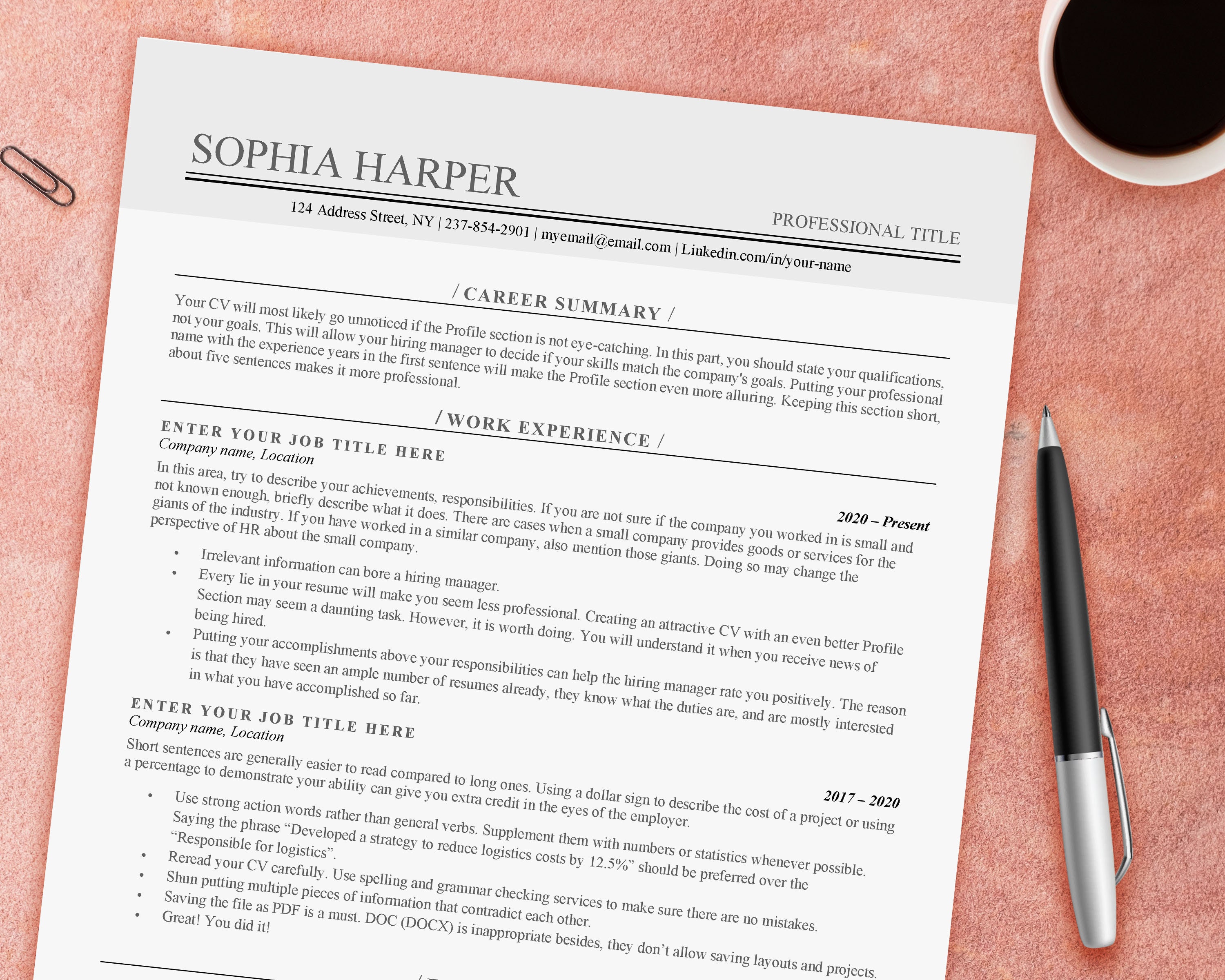 ATS Friendly Resume Template / Google Docs Word & Apple Pages Etsy