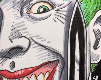 Tarjeta de boceto del Joker, arte original dibujado a mano