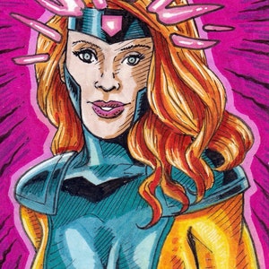 Carte à croquis X-men Jean Grey (dessinée à la main) Art. Cadeau idéal pour les fans de super-héros de Xmen Marvel.