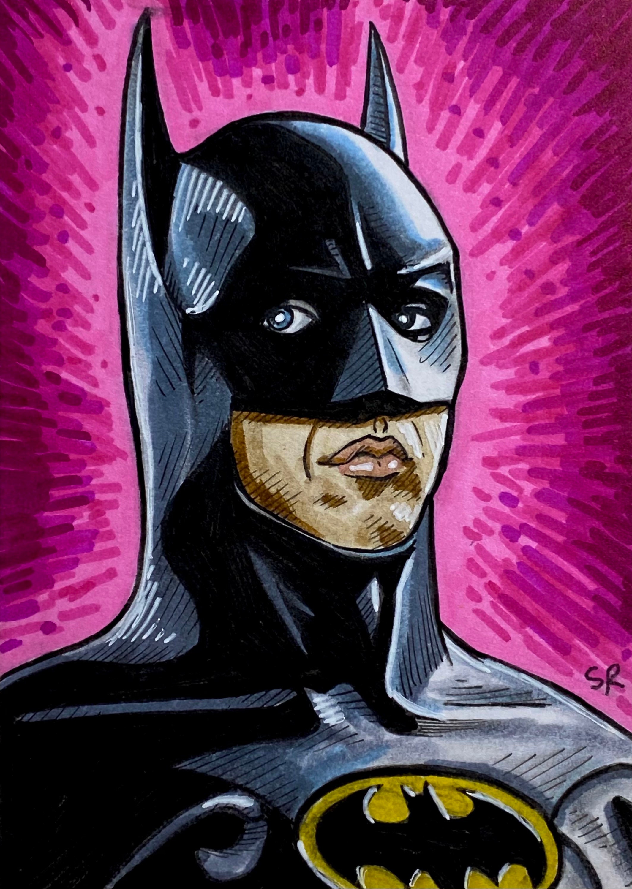 Michael Keaton Batman Sketch Card Original hand Drawn Art. - Etsy Denmark