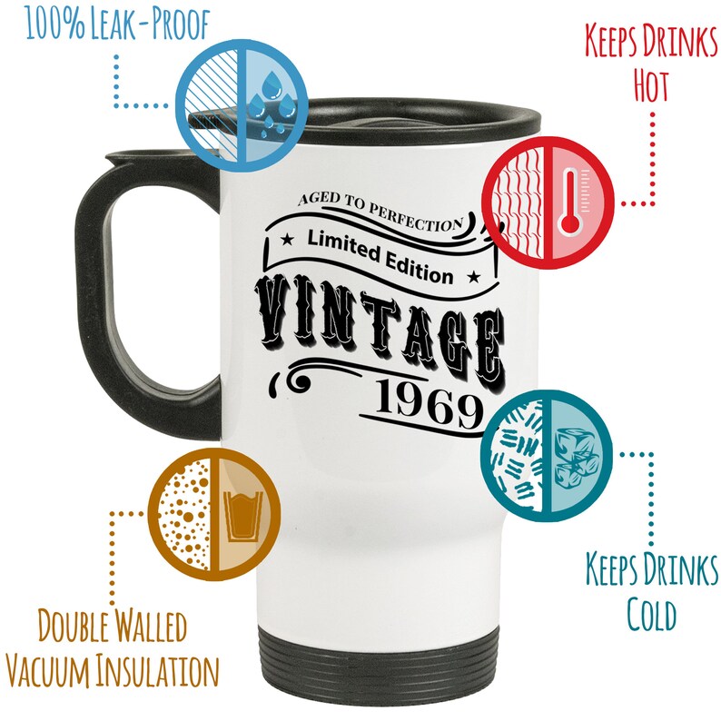 Personalized Travel Mug Name and Birthday Custom Printed 14oz Etsy