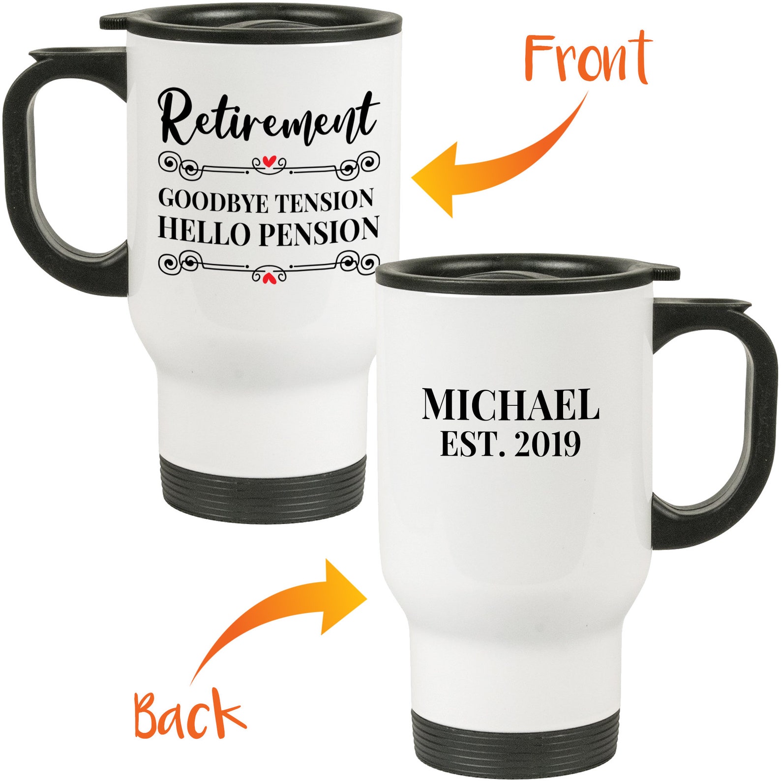 Personalized Retirement Gift Travel Mug With Name and Year Etsy