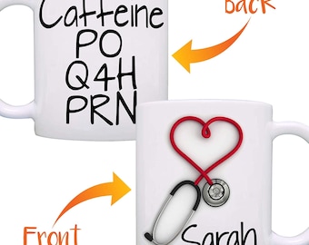Registered Nurse Personalized Coffee Mug, Birthday Christmas Gift for  Nursing Student, Unique Medical Doctor Caffeine Cup Printed with Name