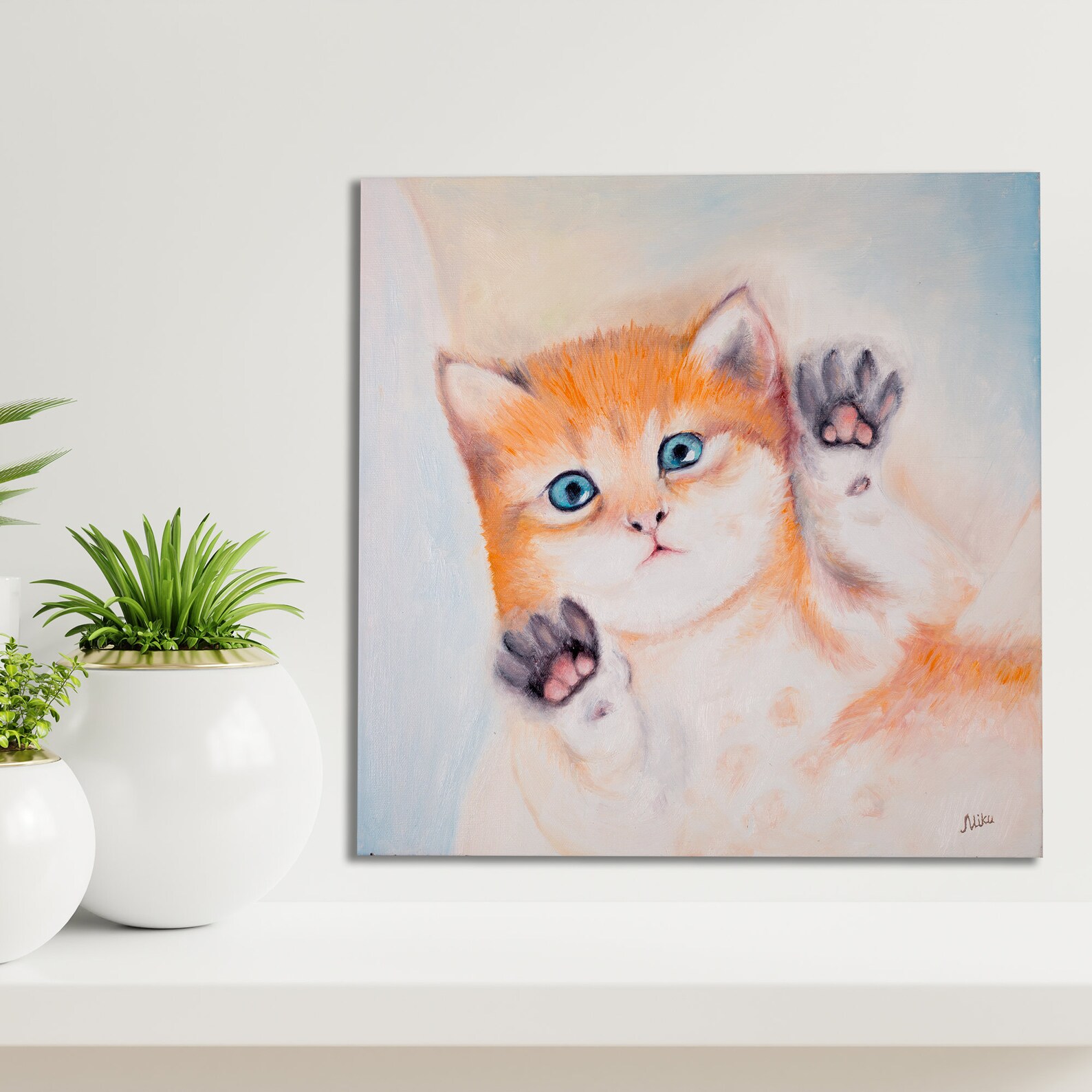 Small kitten on canvas Oil painting Wall decor Custom pet Etsy