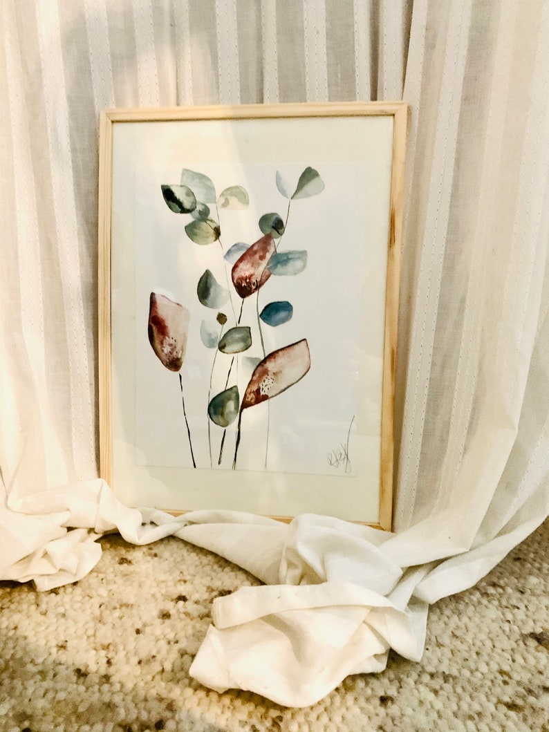 Original Aquarell Bild Eukalyptus Blüten , Frühling Bild, Aquarell Bild, Aquarell Kunst, handgefertigt Bild 7