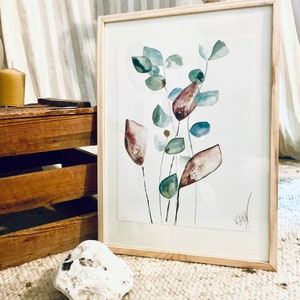Original watercolor painting Eucalyptus flowers , spring picture, watercolor painting, watercolor art, handmade