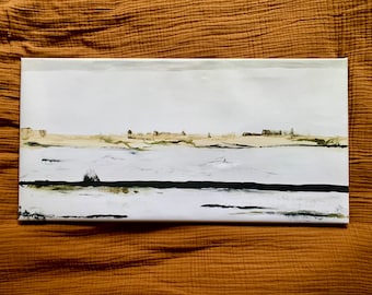 Original Landschaft Ölmalerei auf Leinwand HUSUMER Wattenmeer, 70cm x 35cm NORDSEE auch als Druck Poster