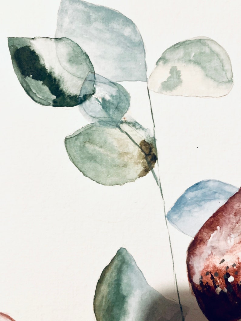 Original Aquarell Bild Eukalyptus Blüten , Frühling Bild, Aquarell Bild, Aquarell Kunst, handgefertigt Bild 3
