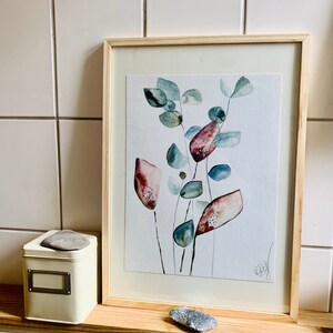 Original Aquarell Bild Eukalyptus Blüten , Frühling Bild, Aquarell Bild, Aquarell Kunst, handgefertigt Bild 4