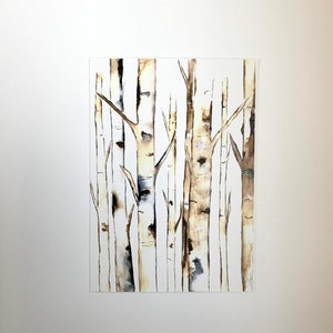 Original watercolor painting BIRCH forest, birch forest original art birch trees, birch forest handmade art, forest landscape