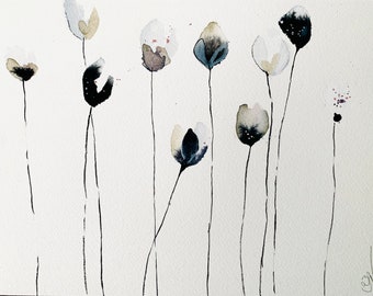 Original watercolor painting flowers, delicate flowers painting in watercolor, spring flowers picture, watercolor flower painting