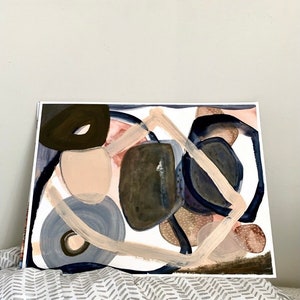 Immagine ad acquerello originale Arte tecnica mista, pittura acrilica su carta fatta a mano, arte astratta Opera d'arte fatta a mano unica