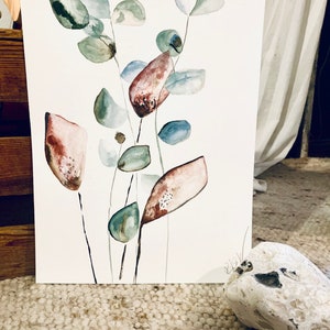 Original Aquarell Bild Eukalyptus Blüten , Frühling Bild, Aquarell Bild, Aquarell Kunst, handgefertigt Bild 2