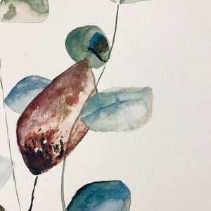 Original Aquarell Bild Eukalyptus Blüten , Frühling Bild, Aquarell Bild, Aquarell Kunst, handgefertigt Bild 9