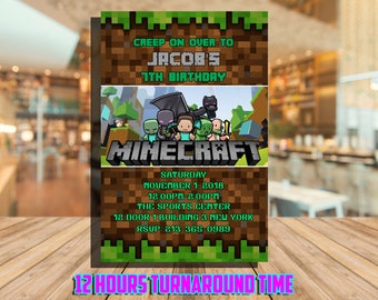 minecraft invitation etsy