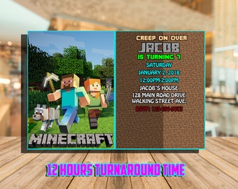 minecraft invitation etsy