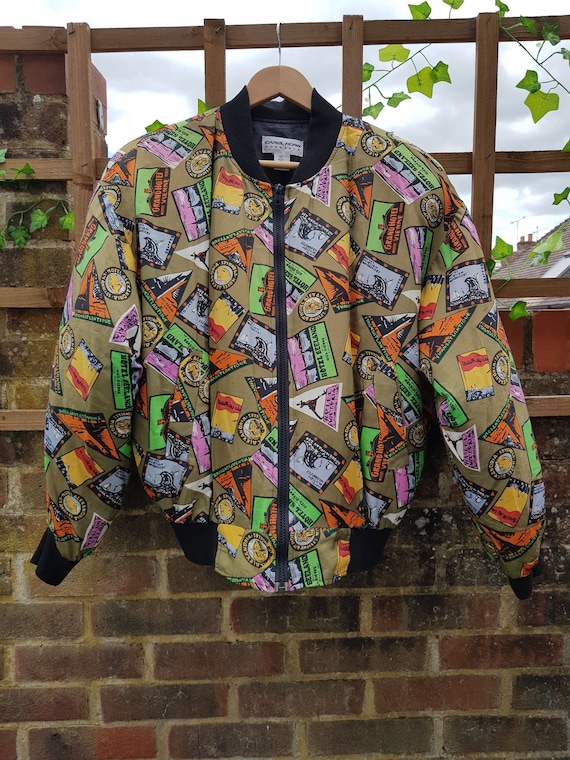 Vintage unique 90's silk printed unisex bomber jac
