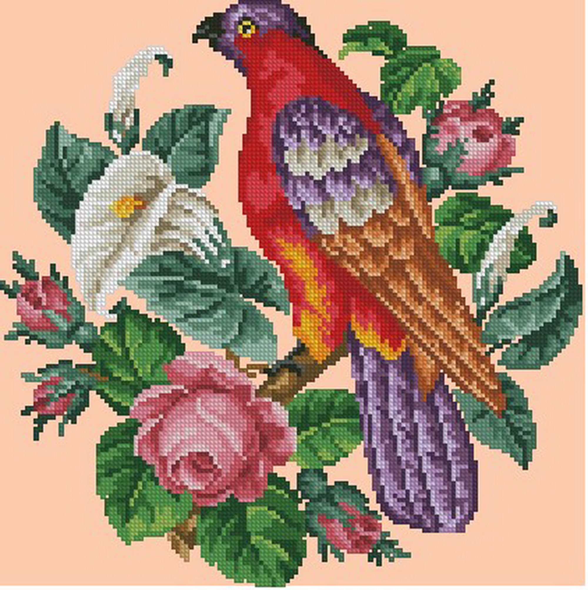 Antique cross stitch bird Vintage Pattern Instant Download Etsy